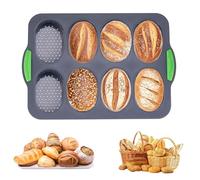 Moule à Pain en Silicone, Mini Baguette Plaque à Pâtisserie, 8 Grilles Antiadhésif Silicone Moulle à Baguette pour Baguettes Pain Hot-Dogs, 34,5 x 24,8 x 2,5 cm