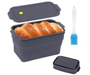 Moule à Pain en Silicone, Moule a Cake de Mie Pliable pour Gâteaux et Pains, Antiadhésif Moules Rectangulaire avec Couvercle, Outil de Cuisine pour Gâteaux, Pain Fait Maison, Viande, Brownies