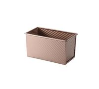 Moule à pain rectangulaire avec couvercle, antiadhésif, 450 g, en acier au carbone, ondulé, for four(Gold A no lid)