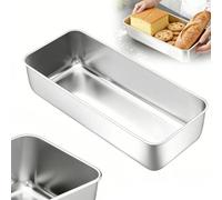 Moule à pain, rectangulaire, en acier inoxydable, de 33 cm, grand format, sain et non toxique, passe au lave-vaisselle, pour gâteaux, pain et toasts