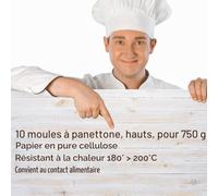 Moule à Panettone Haut 750 gr (10pcs) - Moules à Panettone en Papier Naturel de Cellulose Pure Haute Densité, Calandrés, Formes de Cuisson pour Panettone, Résistant à la Chaleur 200°C