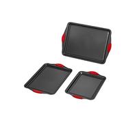 VEVOR Moule à pâtisserie, lot de 3, moule à charnière antiadhésif en acier au carbone, plaque et plateau de cuisson empilable avec poignée en silicone, pour cuisson de biscuits, gâteaux, muffins, pain