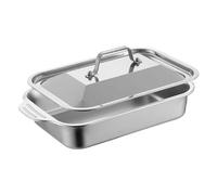 Moule à pâtisserie en acier inoxydable - Rectangulaire avec couvercle et poignée - Gâteaux, , biscuits, lasagne, gratin, pizza - Passe au four, cuisine, maison, fête, cuisine, pâtisserie, ménage