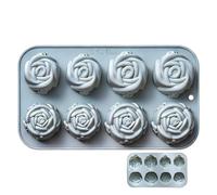 Moule à pâtisserie en caoutchouc silicone | Moule à roses à 8 trous avec non collante pour la fabrication - Moules à gâteaux anti-frissons | Pour Cupcake Chocolat Bonbons Dessert Anniversaire