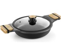 BRA Market | Casserole basse 28 cm, en fonte d'aluminium, antiadhésif ultra renforcé sans PFOA, adapté à tous types de feux et induction, noir