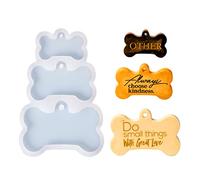 Moule à pendentif en résine époxy pour porte-clés, étiquette en os de chien à 3 maillons, porte-clés, pendentif, bijoux, artisanat, de saint-valentin, moules à pendentif en résine pour la de
