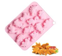 Moule à pépites de dinosaures | Moules en résine de dinosaure à 12 cavités | Moule 3D en Silicone pour biscuits, Fondant, chocolat, bonbons, Sugarcraft, pour décoration de gâteaux, pâtisserie, fête, c