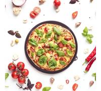 Moule à pizza - 34 cm - Poêle à pizza antiadhésive avec trous, en silicone résistante à la chaleur, de cuisson ronde robuste en acier inoxydable pour, gâteau