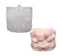 Moule à plâtre décoratif en silicone, moule de moulage de fleurs pour cire, résine, ciment, forme de grappe florale avec détail de ruban pour décoration de bureau, bougie de fleur, moulage de cire en