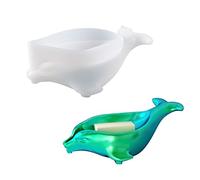 Moule à Porte-Savon Auto-drainant, Moules Silicone Résine de Porte-Savon Forme de Dauphin, Moule de Égouttoir à Savon Epoxy pour Moulage, DIY Soap Dish Mold pour Porte Savon Fabrication