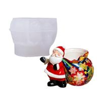 Moule à pot de fleurs en silicone - 3D - Moule en silicone Père Noël - Moule à bougie en ciment - Pour les enseignants, l'art du plâtre, les amateurs de bricolage, les amateurs de vacances, les