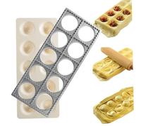 Moule à Ravioli 10 Trous Argent 10 x 4 Fabricant de Dumplings Outils de Pâtes en Alliage Pratiques Moules à Tarte Main Robustes Outils Cuisson Sûrs pour raviolis, raviolis, gâteaux et Biscuits