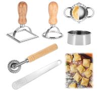 Moule a Ravioli, 7 Pièces Emporte-Pièce à Raviolis Avec Rouleau En Acier Inoxydable Roulette Patisserie, Moule a Farcement Ensemble De Coupe-Ravioli Pour Pizza Biscuits Gâteaux Pâtes