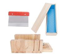 Moule à Savon 1000ml, Moule à Pain en Silicone + Bois, Couteau en Acier Inoxydable Bleu - Résistant Haute Température, Design Rose, Idéal Pâtisserie DIY