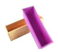 Moule à savon en silicone avec boîte rectangulaire en bois, capacité de 1200 ml, pour la fabrication de savon, pour bricolage, loisirs créatifs, barres faites maison, fournitures fabri