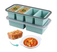 Moule a Soupe Congelation, Plateau de Congélation en Silicone avec Couvercle, bac de Congélation,1000ml Récipient à Soupes pour Congeler, Soupes, Bouillons (Quatre carrés+ Deux carrés)