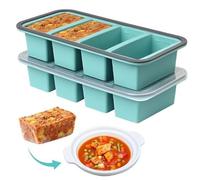 Moule a Soupe Congelation, Plateau de Congélation en Silicone avec Couvercle, bac de Congélation,1000ml Récipient à Soupes pour Congeler, Soupes, Bouillons (2pc Quatre carrés)