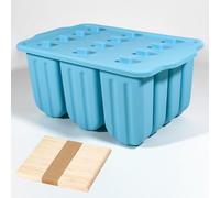 Moule à sucettes glacées à 12 cavités - Machine à glaces en silicone platine avec couvercle anti-fuite, plateau de congélation sans BPA pour crème glacée et bâtonnets de yaourt faits maison (bleu)