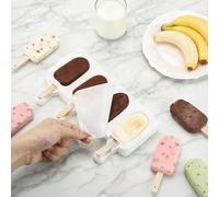 Moule à sucettes glacées avec couvercle et 50/100 bâtonnets en bois, moule à glace en silicone à 4 cavités, convient pour faire des cake pops, des boules de gâteau, de la glace Petit moule à glace,Gra