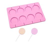 Moule à Sucettes Rond en Silicone 8 Cavités avec Bâtonnets | Silicone Alimentaire Rose, Forme Uniforme en Trois Dimensions, Usage Maison pour Chocolat et Confiserie