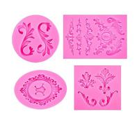 Moule À Sucre 4 Pièces Texture En Relief Modélisation Fondant Silicone Bricolage Cuisson Gâteau Chocolat Décoration Moule Rose