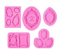 Moule À Sucre 5 Modèles De Forme En Relief Cadre Photo Gâteau En Silicone Décoration Fondant Chocolat Bricolage Moule De Cuisson Rose