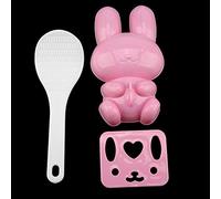 Moule à Sushi et Riz Lapin, Outil de Fabrication Rapide D'onigiri pour Enfants, Jaune Rose, Ensemble de 3 Pièces en PP de qualité Alimentaire (PINK)