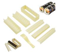Moule à sushi, kit de fabrication de sushi (7 pièces) Moule carré, rond et en forme cœur avec cuillère et fente uniforme pour une coupe facile, machine en plastique pour la maison, le commerce, le