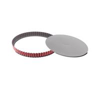 Moule A Tarte Delibake En Acier - O 28 Cm - Rouge Et Gris - Fond Amovible Tefal