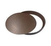 Moule à tarte - GOBEL - Tourtière cannelée perforée - Ø20cm - Fond mobile - Anti-adhérent - Hauteur 28mm - Marron
