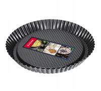 KADAX Moule à tartelette en tôle galvanisée et antiadhésive, 3 tailles, moule à tarte aux fruits, rond (diamètre 28 cm, noir)
