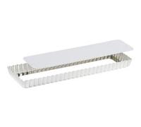 Gobel Moule à tarte rectangulaire fer blanc fond amovible cannelé 35 x 11 cm