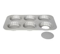 Moule 6 tartelettes acier revêtu fond amovible 10 cm Patisse