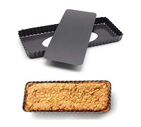 Moule à Tarte Rectangulaire Fond Amovible Antiadhésif pour Biscuits et Muffins - Format Carré 36.5x14.5x3cm
