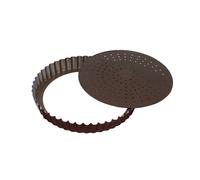 Moule à tarte rond cannelé fond mobile 32 cm acier 32x32 cm