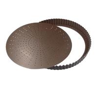 Moule à tarte tourtière perforée cannelée fond amovible revêtement anti-adhérent 28 cm - Gobel