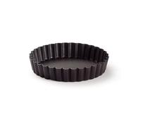Gobel 293590 Moule à Tartelette Rond Cannellé Fond Fixe Anti-Adhérent 14 cm, Noir