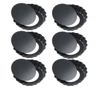 Moule à tartelettes en acier au carbone Moules à tartelettes/quiches (2/4/6 pièces) avec fond amovible, bords cannelés, mini-moules tartelettes, moules pâtisserie(Black 6pcs)