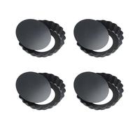Moule à tartelettes en acier au carbone Moules à tartelettes/quiches (2/4/6 pièces) avec fond amovible, bords cannelés, mini-moules tartelettes, moules pâtisserie(Black 4PCS)