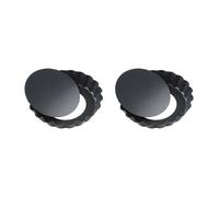 Moule à tartelettes en acier au carbone Moules à tartelettes/quiches (2/4/6 pièces) avec fond amovible, bords cannelés, mini-moules tartelettes, moules pâtisserie(Black 2pcs)