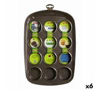 Moule À Tartelettes Pyrex Asimetria Noir 38 X 25 X 5 Cm (6 Unités)