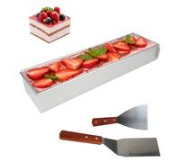 Moule à Tiramisu Rectangulaire, Moule à Pâtisserie Rectangulaire en Alliage D'aluminium avec 2 Spatule et Partie Latérale Amovible, Cadre à Pâtisserie Rectangulaire Réglable pour Mousse
