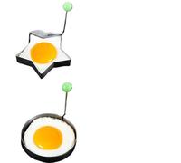 Moule à œuf Moule à crêpes aux œufs frits en acier inoxydable, moule Omelette, outils de cuisson d'œufs forme mignonne, accessoires cuisine(2PCS Star-Round)