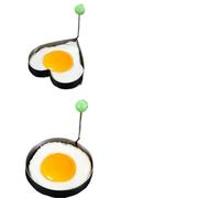 Moule à œuf Moule à crêpes aux œufs frits en acier inoxydable, moule Omelette, outils de cuisson d'œufs forme mignonne, accessoires cuisine(2PCS Heart-Round)