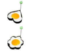 Moule à œuf Moule à crêpes aux œufs frits en acier inoxydable, moule Omelette, outils de cuisson d'œufs forme mignonne, accessoires cuisine(2PCS Heart-Flower)