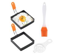 Moule à œufs carré - Anti-adhésif - Avec poignée en silicone - Pour petit-déjeuner, omelette, sandwich