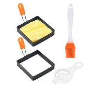 Moule à œufs carrés: anneaux d'oeufs carrés, anneaux de cuisson en acier inoxydable, moules à œufs antiadhésifs | Outil de friture de poignée en silicone, petit déjeuner oeuf, œuf d'oeuf