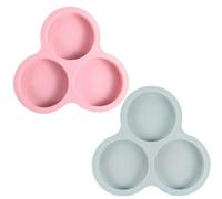 Moule à œufs en silicone pour friteuse à air comprimé pour faire des muffins et des crêpes au petit-déjeuner, réutilisable et facile à nettoyer (rose + gris)