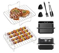 Moule Air Fryer,6 PCS Accessoire Air Fryer pour Cosori Air Fryer 10L Twinfry & Ninja AF500EU 10.4L & Ninja AF400EU 9.5 L, Réutilisable 304 Grille Air Fryer Kit pour Ninja Air Fryer