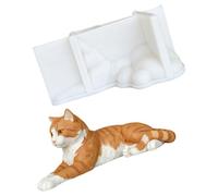 Moule artisanal en silicone en forme de chat pour le moulage de résine et la fabrication de bougies, moule en forme de chat détendu pour la décoration faite à la main, les projets sur le thème des de